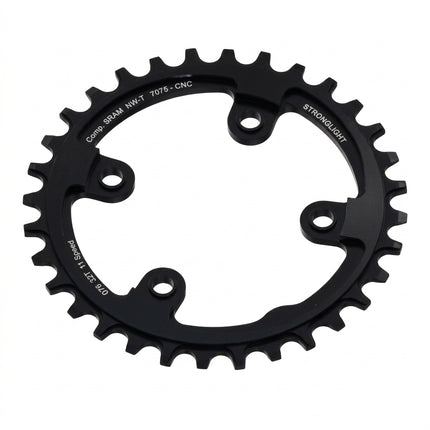 CHAINRING - MTB "STRONGLIGHT", 38T, 7075 CNC Black SRAM XX1 - 76mm BCD, 4 Hole for 11 Spd NARROW WIDE