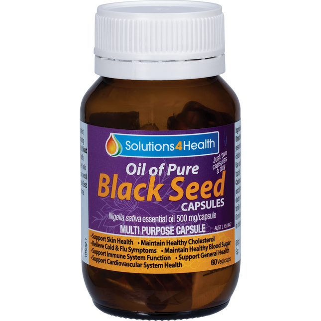 Solutions 4 Health Oil of Pure Black Seed VegeCaps 60 Caps