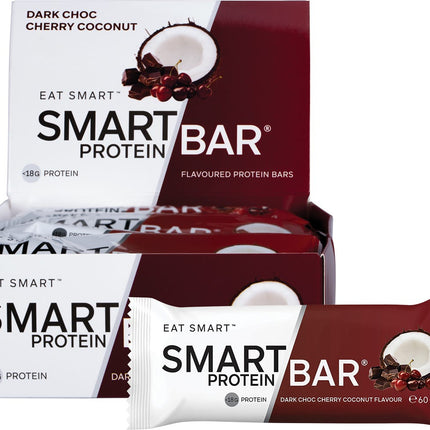 SMART PROTEIN BAR Dark Choc Cherry Coconut Flavour Protein Bar 12x60g