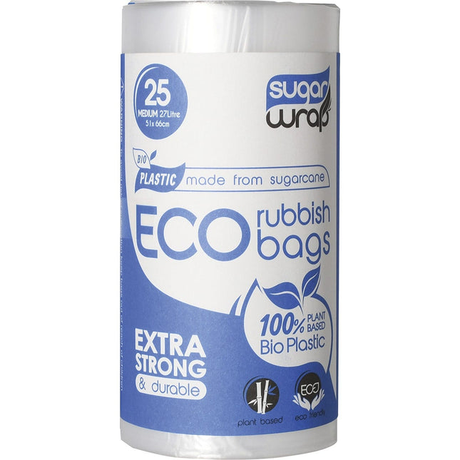 SugarWrap - Eco Rubbish Bags Made from Sugarcane Medium 27L