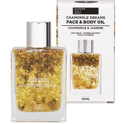 SUMMER SALT BODY Face & Body Oil 24K Gold Chamomile Citrine Quartz 100ml