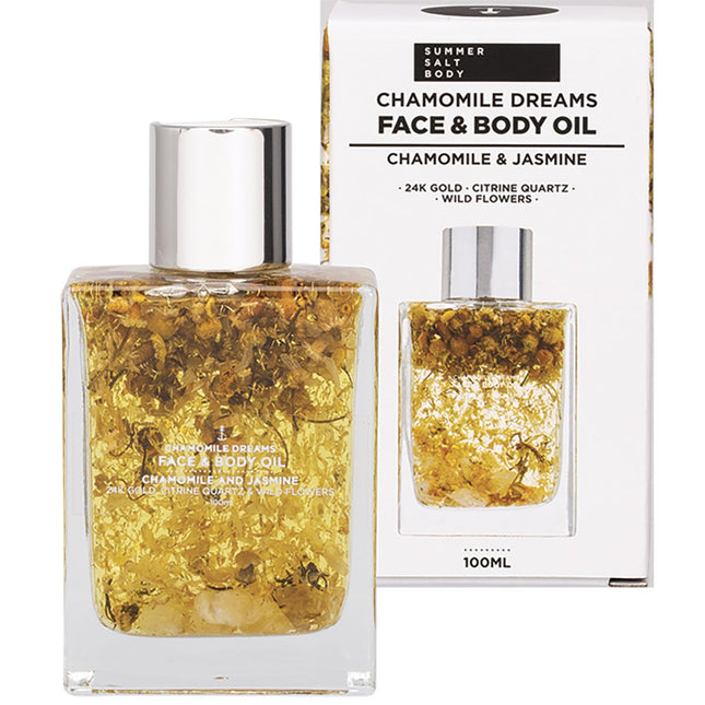 SUMMER SALT BODY Face & Body Oil 24K Gold Chamomile Citrine Quartz 100ml