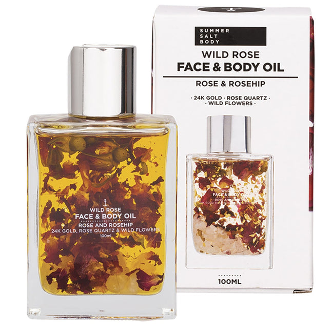 SUMMER SALT BODY Face & Body Oil 24K Gold Wild Rose Rose Quartz 100ml