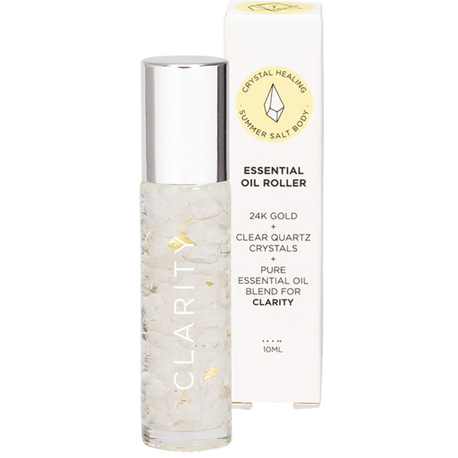 SUMMER SALT BODY Essential Oil Roller 24K Gold Clarity Clear Quartz 10ml | Body & Skin Oil