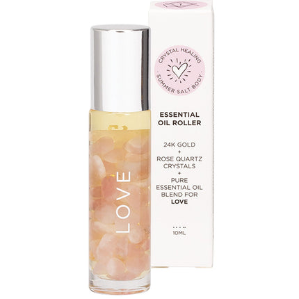 SUMMER SALT BODY Essential Oil Roller 24K Gold Love Rose Quartz 10ml | Body & Skin Oil