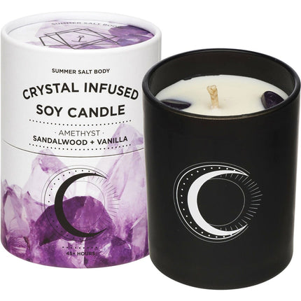 Summer Salt Body - Crystal Infused Soy Candle Amethyst Sandalwood & Vanilla -