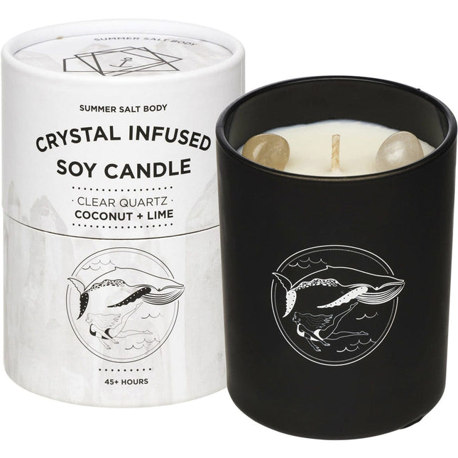 SUMMER SALT BODY Crystal Infused Soy Candle Clear Quartz Coconut & Lime | Nuts & Seeds