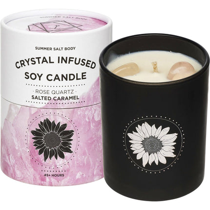 SUMMER SALT BODY Crystal Infused Soy Candle Rose Quartz Salted Caramel | Cooking Salt