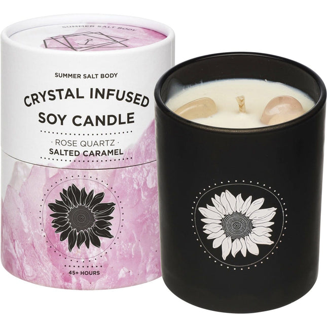 SUMMER SALT BODY Crystal Infused Soy Candle Rose Quartz Salted Caramel | Cooking Salt