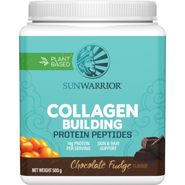 Sunwarrior Collagen Building Protein Peptides Chocolate Fudge 500g