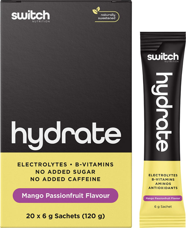 Switch Nutrition - Hydrate Electrolytes No Added Sugar Mango Passionfruit - 20x6g