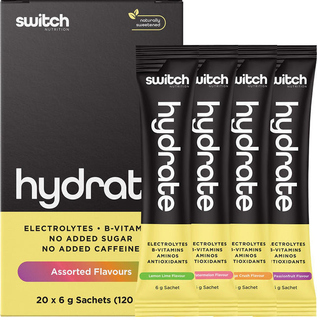 Switch Nutrition - Hydrate Electrolytes No Added Sugar Assorted Flavours - 20x6g