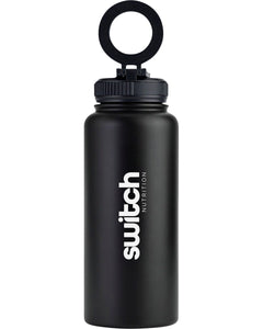 SWITCH NUTRITION Stainless Steel Water Bottle with Phone Mount Black 1L | Superfood Powder