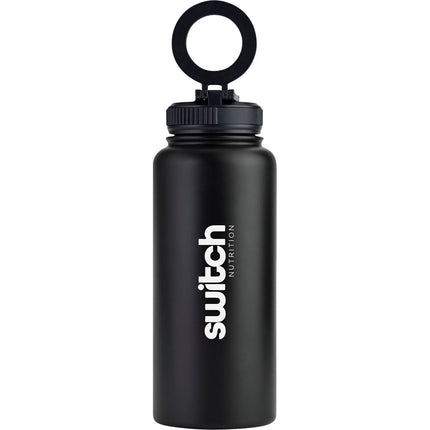 Switch Nutrition - Stainless Steel Water bottle with Phone Mount Black