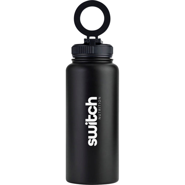 Switch Nutrition - Stainless Steel Water bottle with Phone Mount Black