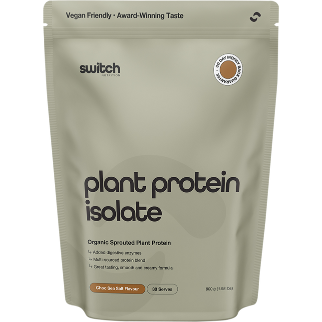 Switch Nutrition Organic Sprouted Plant Protein Choc Sea Salt 900g