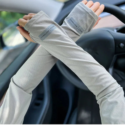 2Pcs Sun Protection Arm Sleeves & Cooling Ice Silk Face Mask for Summer, Cycling, Driving