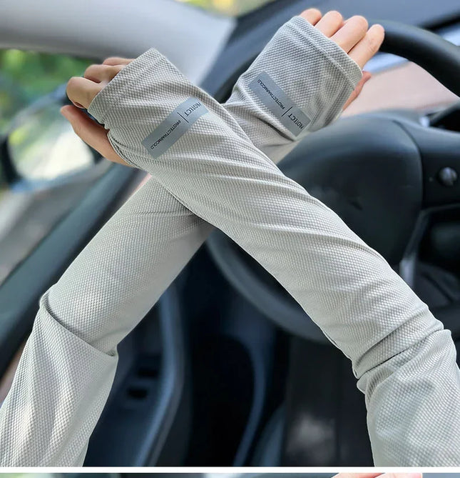 2Pcs Sun Protection Arm Sleeves & Cooling Ice Silk Face Mask for Summer, Cycling, Driving