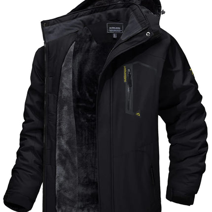 TACVASEN Fleece Lining Mountain Jackets Mens Hiking Jackets Outdoor Removable Hooded Coats Ski Snowboard Parka Winter Outwear