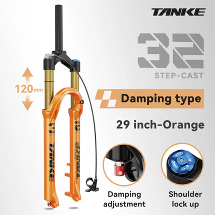 TANKE MTB Bike Fork  120mm Travel, Rebound Adjustable, Quick Release