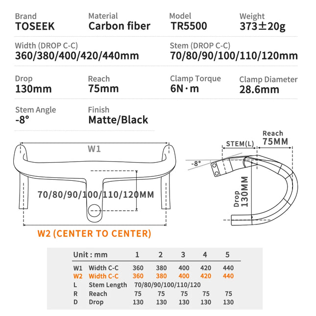 TOSEEK T800 Carbon Integrated Road Handlebar