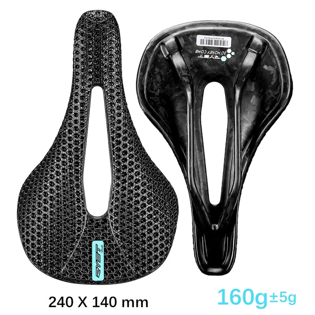 RYET 3D Printed Carbon Bike Saddle  140mm/143mm, Lightweight Cushion for Road & MTB
