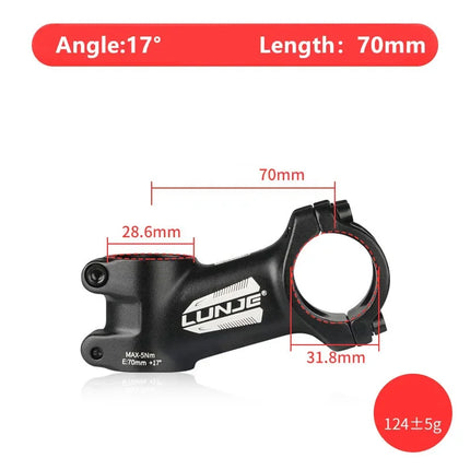 Ultralight 17° Aluminum Bike Stem  MTB & Road Bicycle 31.8mm