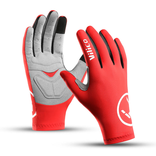 Non-slip, breathable full finger gloves for cycling, hiking, and fishing.