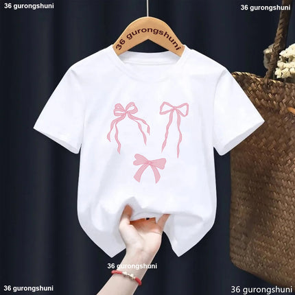 Summer Girls T-Shirt  Short Sleeved with Bowtie Print