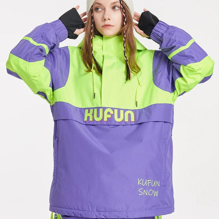 Kufun Ski Wear Snowboard Adult Men Woman Waterproof Snow Suit Hoodies Coat Pants Winter Outdoor Oversize Jacket Purple Warm Blue