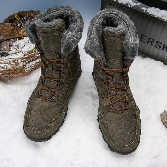 Large size waterproof snow boots non-slip high boots thick sole warm plush snow boots non-slip men winter outdoor boots 38-47