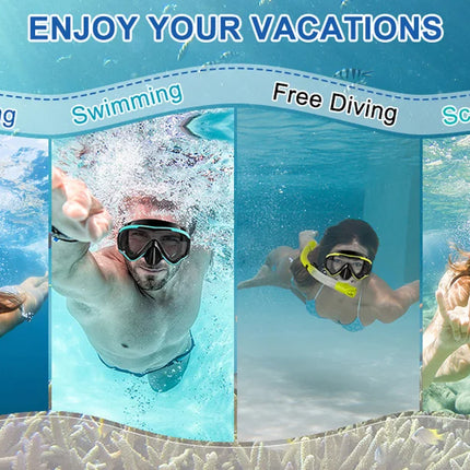 Diving Mask  Anti-Fog, HD, Tempered Glass, Silicone Skirt, with Nose Cover.