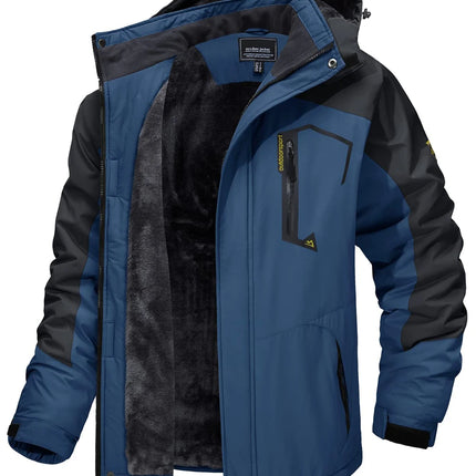 TACVASEN Fleece Lining Mountain Jackets Mens Hiking Jackets Outdoor Removable Hooded Coats Ski Snowboard Parka Winter Outwear