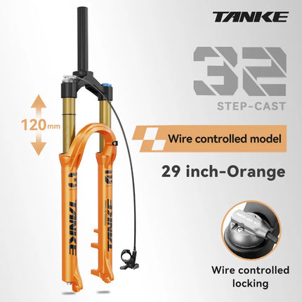 TANKE MTB Bike Fork  120mm Travel, Rebound Adjustable, Quick Release