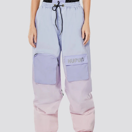 Gradient Ski Suit Girl Waterproof  Warm Loose Cotton Clip Snowboard Pink Purple Woman Adult Men Winter Outdoor Jacket Coat Pants