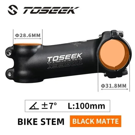 TOSEEK MTB/Road Bike Handlebar Stem  Lightweight 60-100mm, 28.6mm Fork, 31.8mm Bar