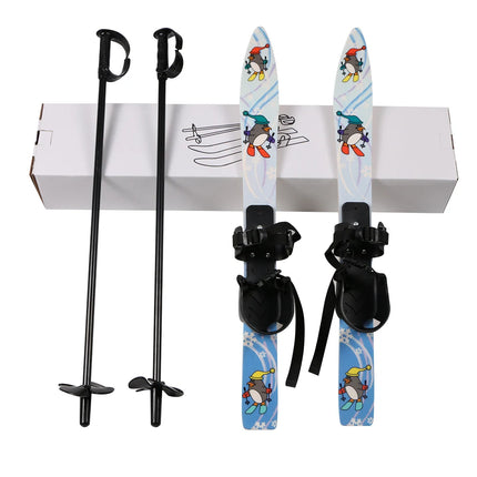Children Ski Board Snowboarding Sled Sleigh Binding Ski Poles for Kids Skiing Snowboard Gifts Winter Sports Set