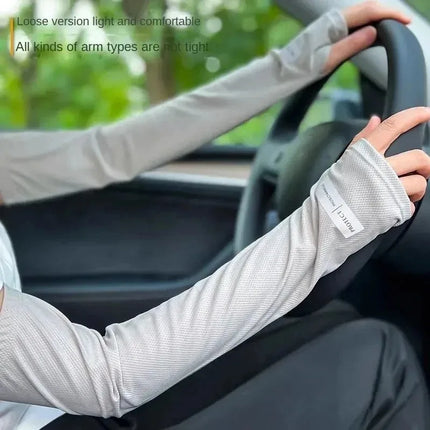 2Pcs Sun Protection Arm Sleeves & Cooling Ice Silk Face Mask for Summer, Cycling, Driving