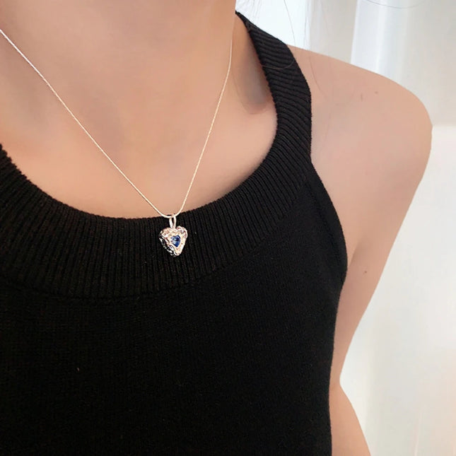 Pink Crystal Pendant Heart Necklace for Women and Girls