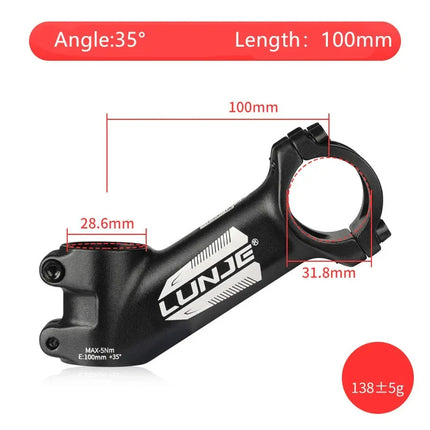 Ultralight 17° Aluminum Bike Stem  MTB & Road Bicycle 31.8mm