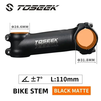 TOSEEK MTB/Road Bike Handlebar Stem  Lightweight 60-100mm, 28.6mm Fork, 31.8mm Bar