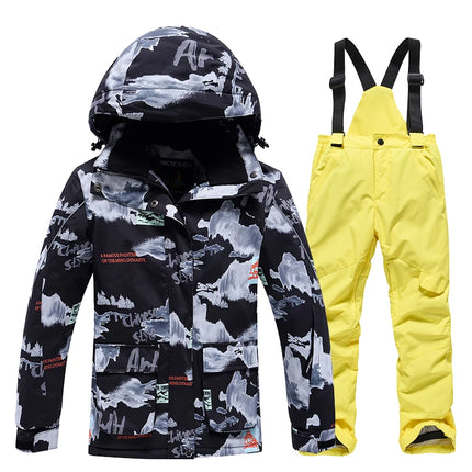 Fashion, Children's Snow Suit, Snowboard Clothing Sets, Outdoor Wear, Ski Coat and Strap Pant, Kids Costumes, Boy‘s and Girl's