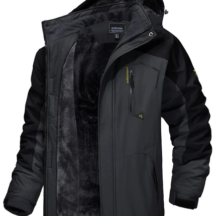 TACVASEN Fleece Lining Mountain Jackets Mens Hiking Jackets Outdoor Removable Hooded Coats Ski Snowboard Parka Winter Outwear