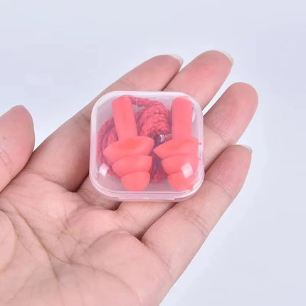 1 Pc Silicone Ear Plugs for Sleep, Noise Reduction, Swimming, and Diving with Rope