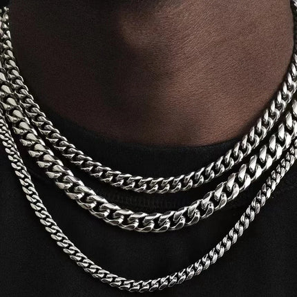 Punk Stainless Steel Curb Cuban Necklaces