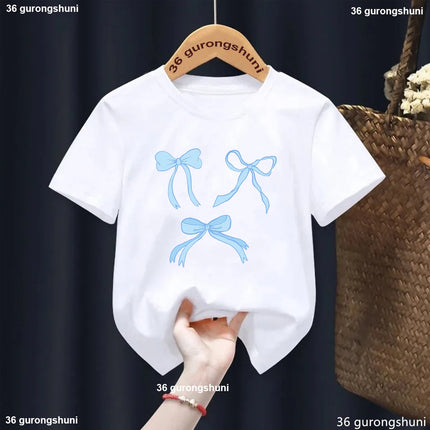 Summer Girls T-Shirt  Short Sleeved with Bowtie Print