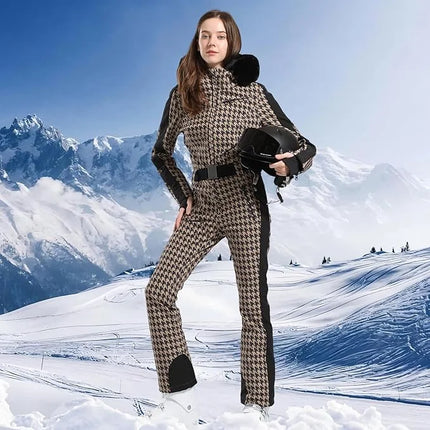 GSOU SNOW One-piece Ski Suit Women Thickening Snowboard Female Overalls Winter Windproof Waterproof Breathable Clothing Skiing