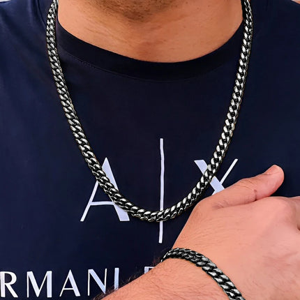 Stainless Steel Jewelry Set - Retro Bracelet, Necklace & Ring