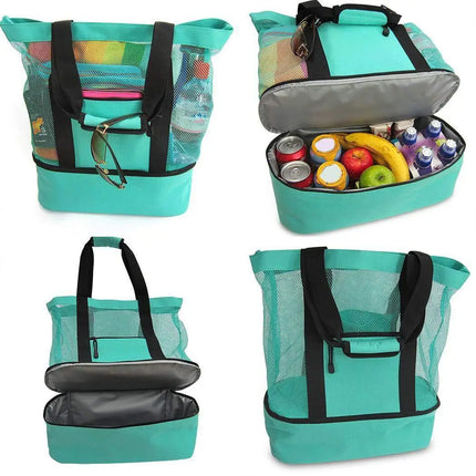 Heat Preservation Mesh Picnic Tote Bag for Women, Waterproof, Double-layer, High Capacity
