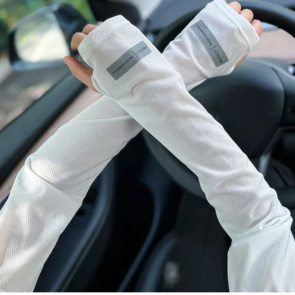 2Pcs Sun Protection Arm Sleeves & Cooling Ice Silk Face Mask for Summer, Cycling, Driving